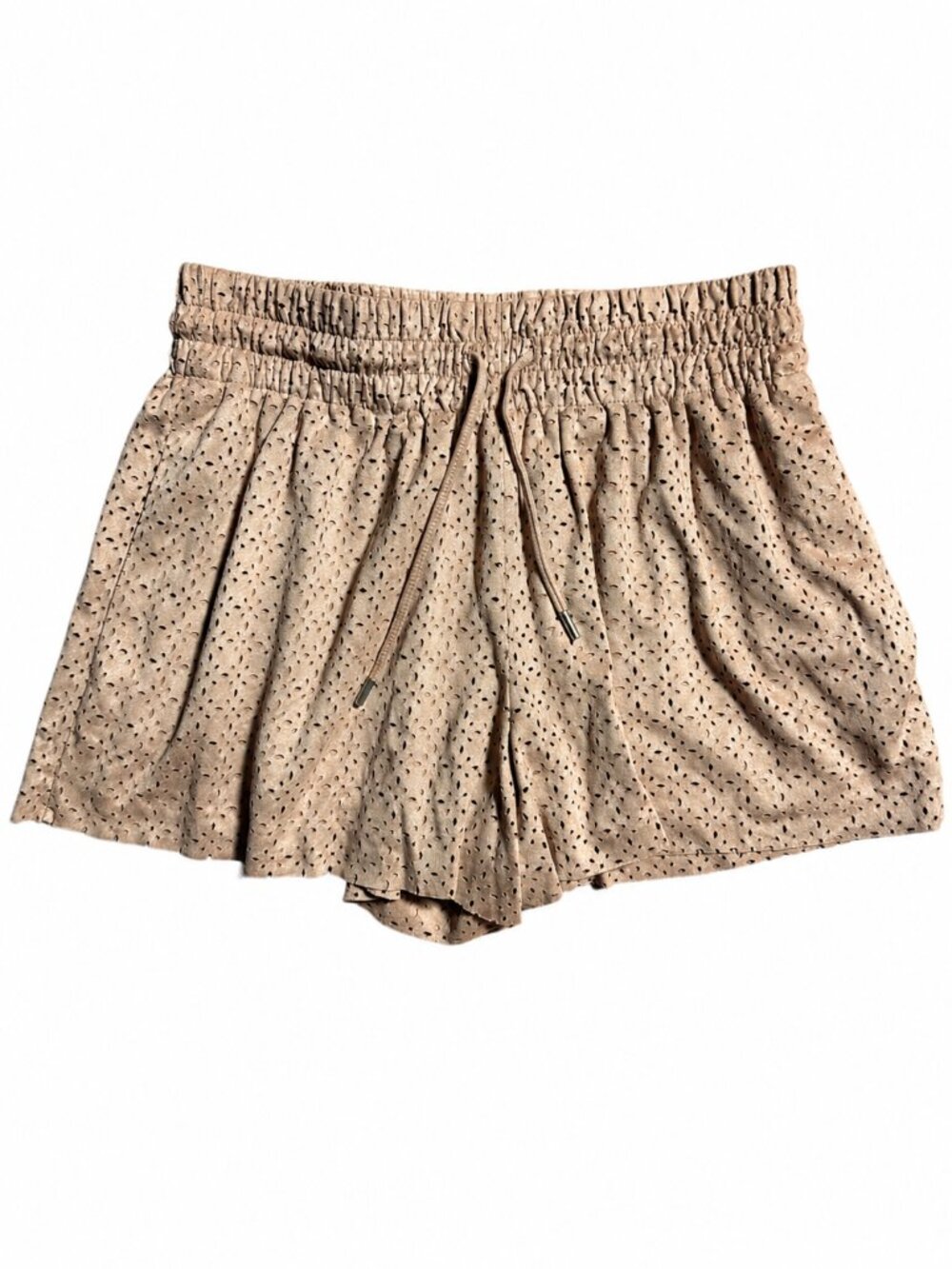Zara Trafaluc Blush Pink Laser-Cut Faux Suede Shorts - Size S